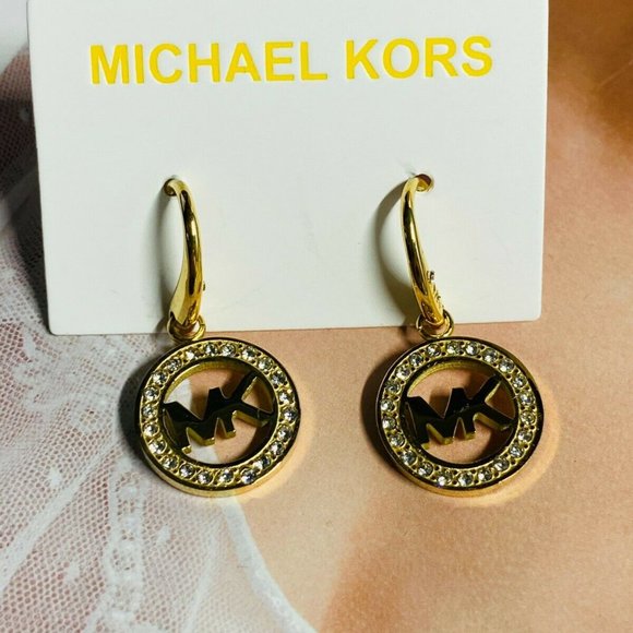 NEW Michael Kors Fulton MK Gold Earrings - Picture 6 of 15